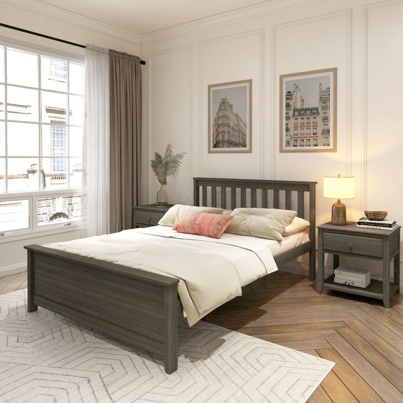 Plank+Beam Classic Solid Wood Full Size Bed Frame with Headboard, Platform Bed for Adults