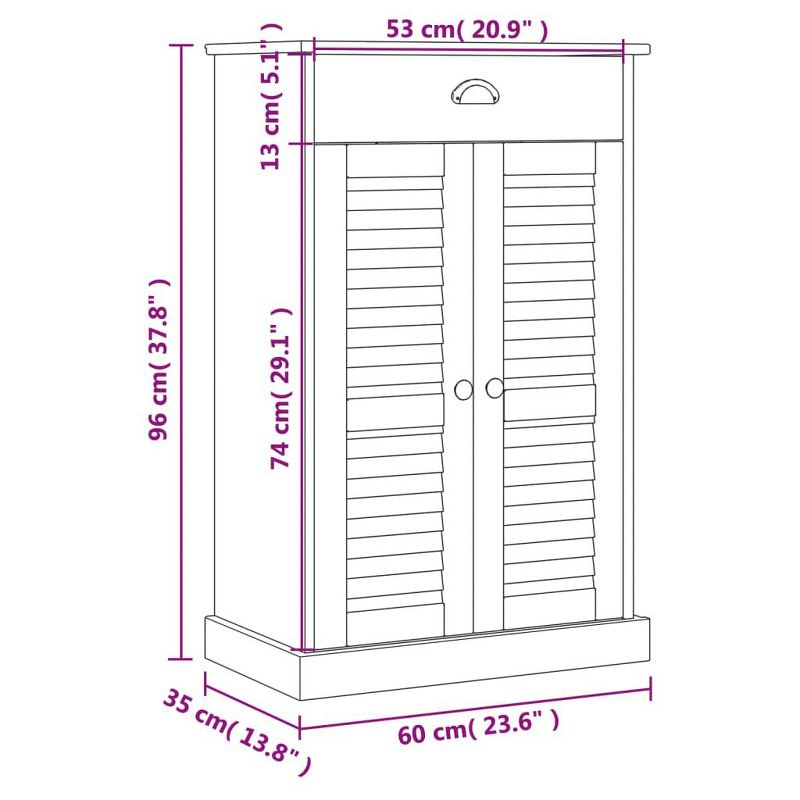 vidaXL VIGO Shoe Cabinet Shoe Storage Organizer with Doors Solid Wood Pine