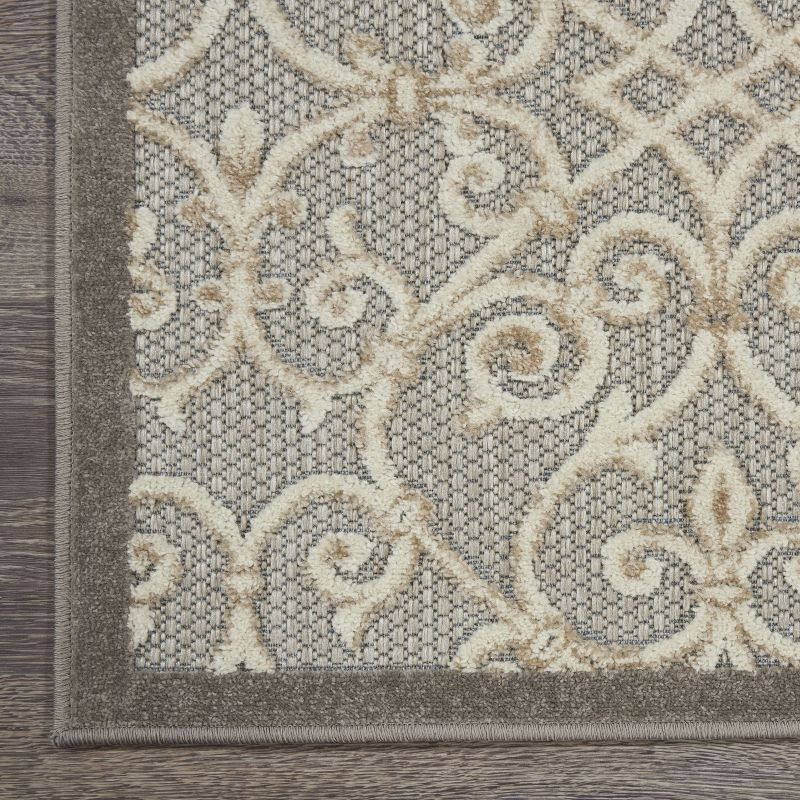 Nourison Aloha Contemporary Scroll Flatweave High-Low Indoor Outdoor Area Rug Natural 5'3" x 7'5"