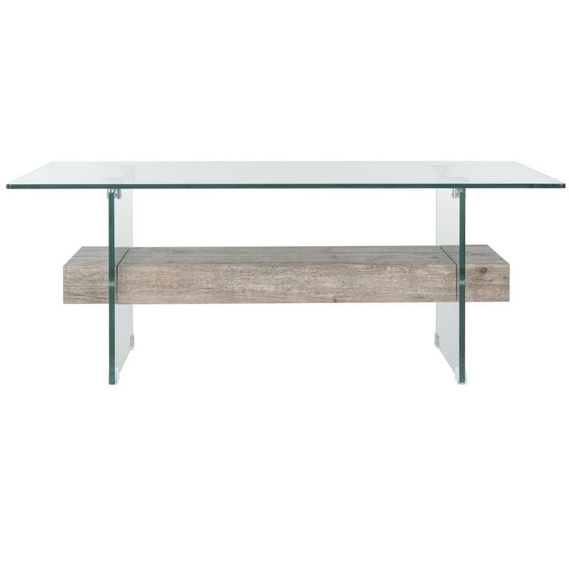Kayley Coffee Table - Glass/Grey Oak - Safavieh