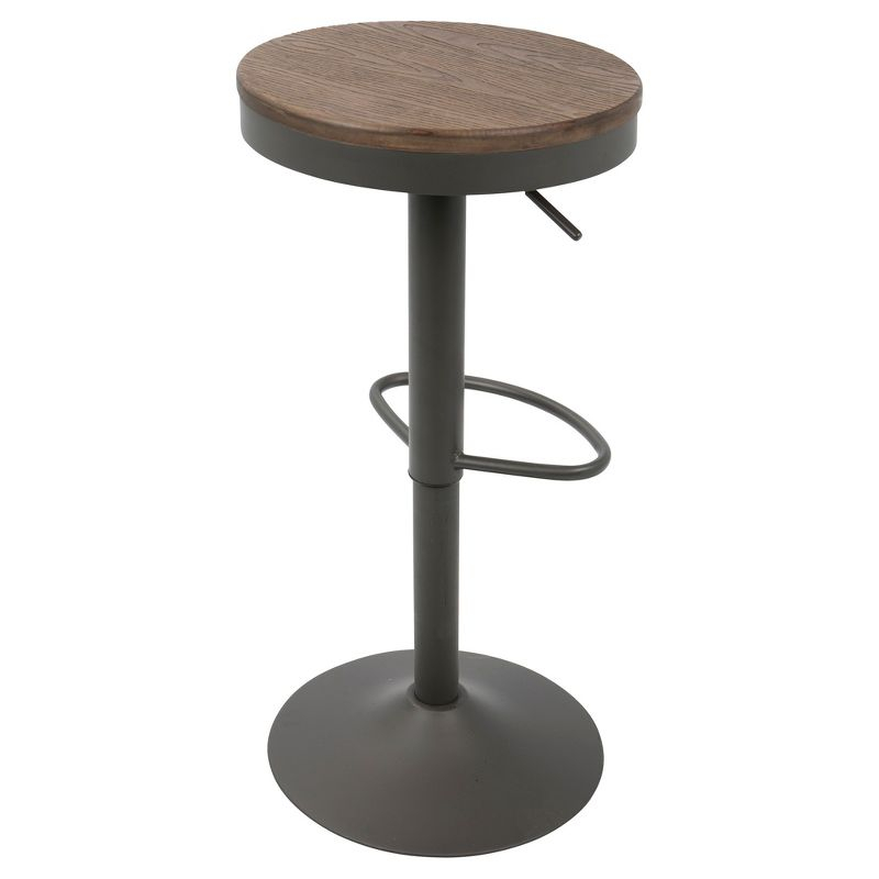 Set of 2 Dakota Adjustable Industrial Barstools Gray - Lumisource