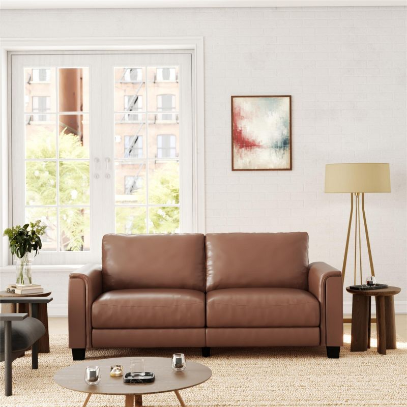 DHP Colton 3-Seater Upholstered Sofa, Camel Faux Leather