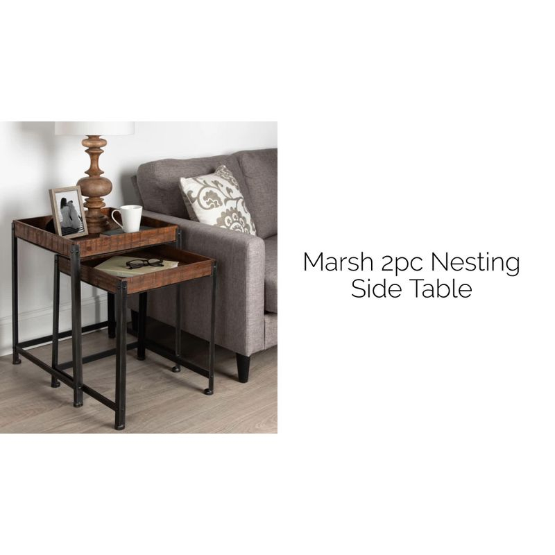 Kate and Laurel Marsh Square Wood Nesting Table, 2 Piece, Rustic Brown
