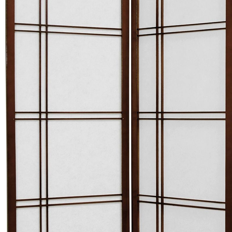 6 ft. Tall Double Cross Shoji Screen - Walnut (5 Panels)
