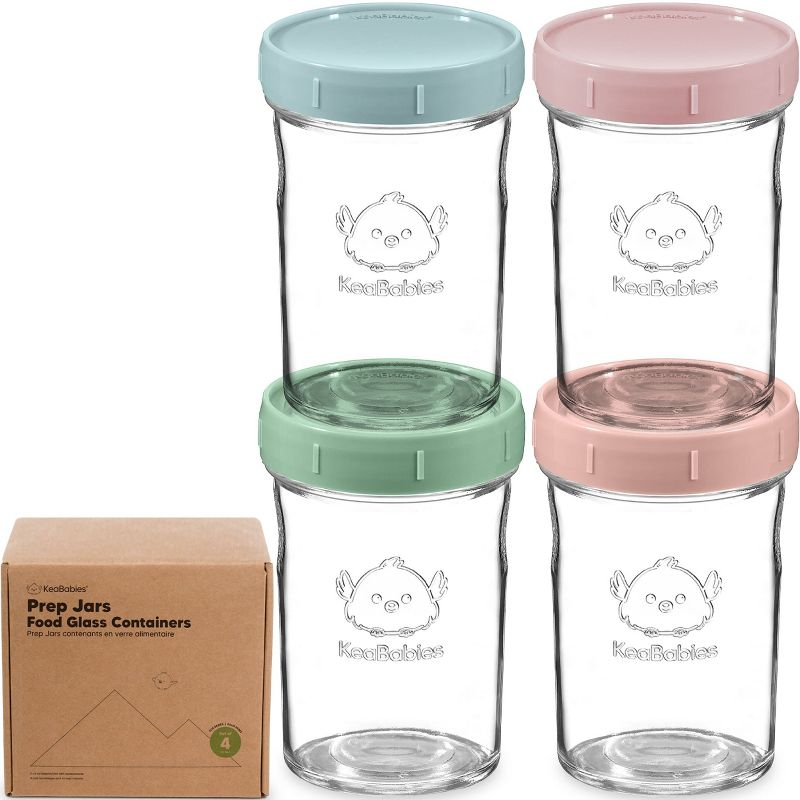 4pk Prep Baby Food Storage Containers, 8 oz Leak-Proof, BPA Free Glass Baby Food Jars for Feeding (Musk Dusk)