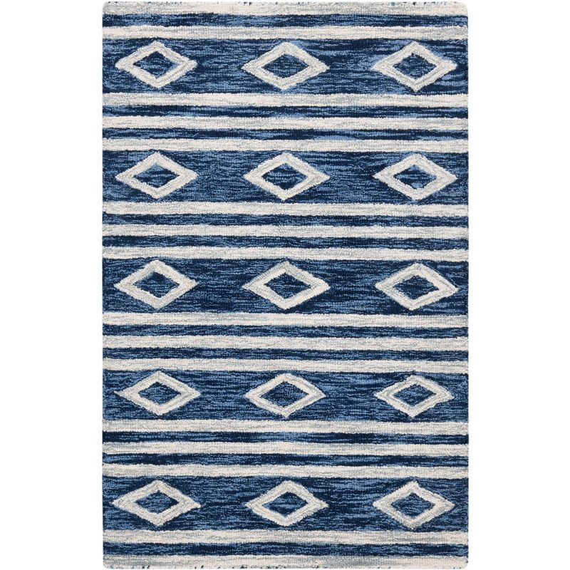 Micro-Loop MLP153 Hand Tufted Indoor Accent Rug - Navy/Ivory - 2'6"x4' - Safavieh