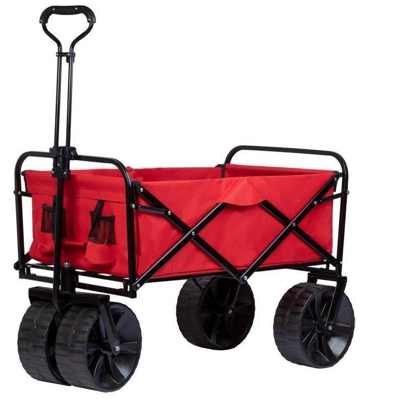 Monoprice Heavy Duty All Terrain Collapsible Outdoor Wagon, Red - Durable, 600D Oxford, Mildew and UV Resistant - Pure Outdoor Collection