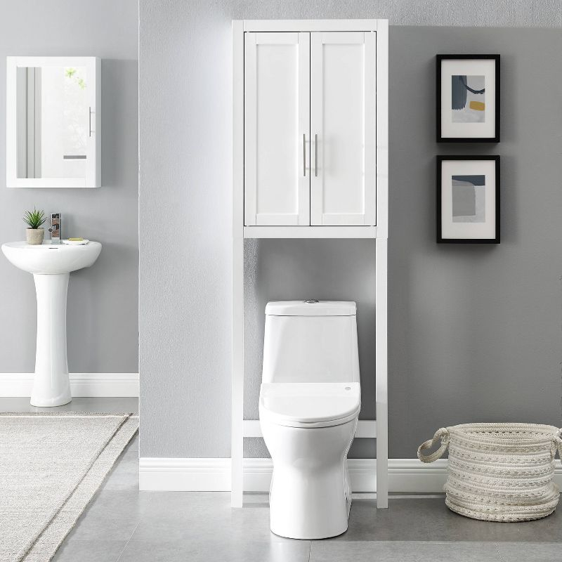 Savannah Space Saver White - Crosley: Bathroom Etagere with Adjustable Shelves, MDF Frame, Anti-Tip Hardware
