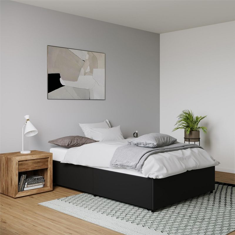 DHP Maven Platform Bed with Storage, Queen, Black Faux Leather