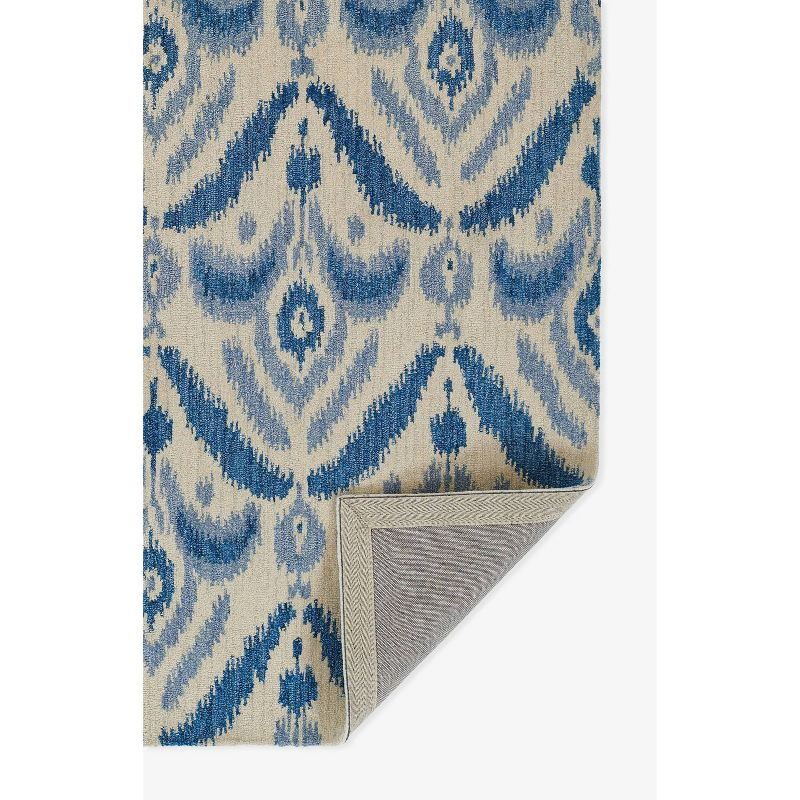 Momeni 3'6"x5'6" Leiden Ikat Elisha Handtufted Area Rug Blue: Wool, Medium Pile, Classic Pattern, Indoor Use