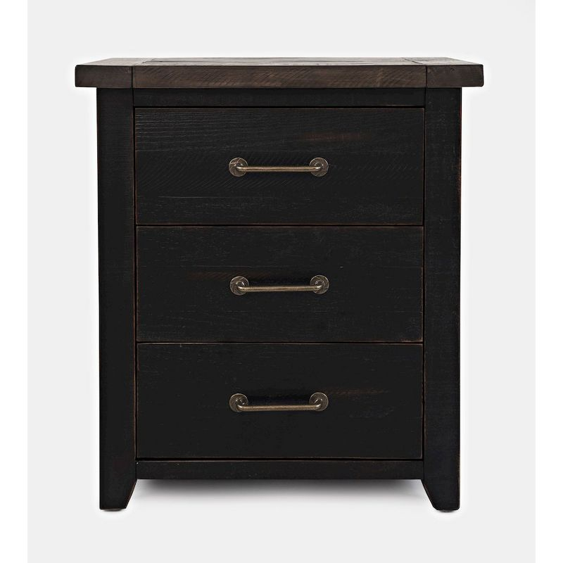 Jofran,Madison County Rustic Reclaimed Solid Wood Farmhouse USB Charging Nightstand