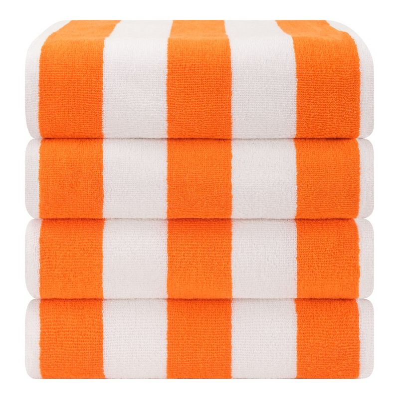 American Soft Linen Beach Towel, 100% Cotton Cabana Striped Beach Towel, 30 in by 60 in Soft Absorbent Beach Pool Towel
, Orange