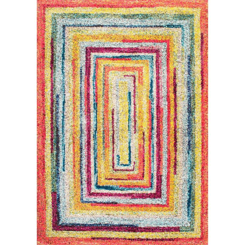 3'x5' Hargis Labyrinth Area Rug Yellow - nuLOOM: Vintage Geometric Low Pile Indoor Rectangle Rug, Polypropylene