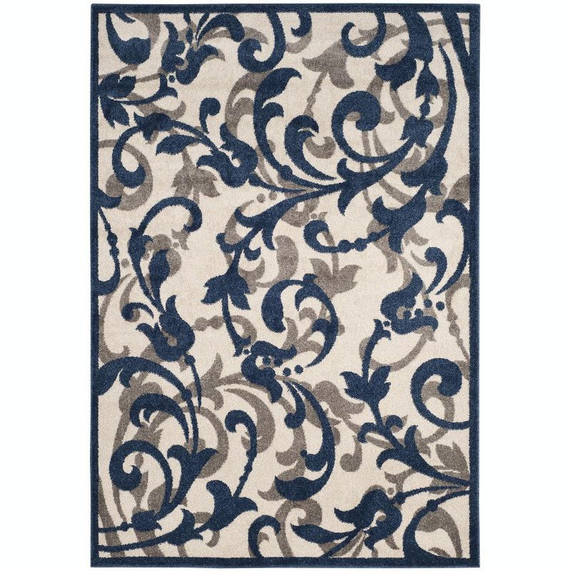 Amherst AMT428 Power Loomed Indoor Area Rug - Ivory/Navy - 5'3"x8' - Safavieh