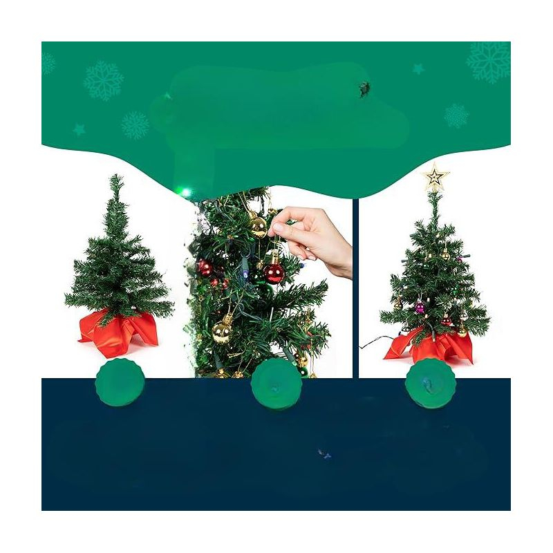 Prextex 23'' DIY Tabletop Mini Christmas Tree with Multi-Color LED Lights, Green