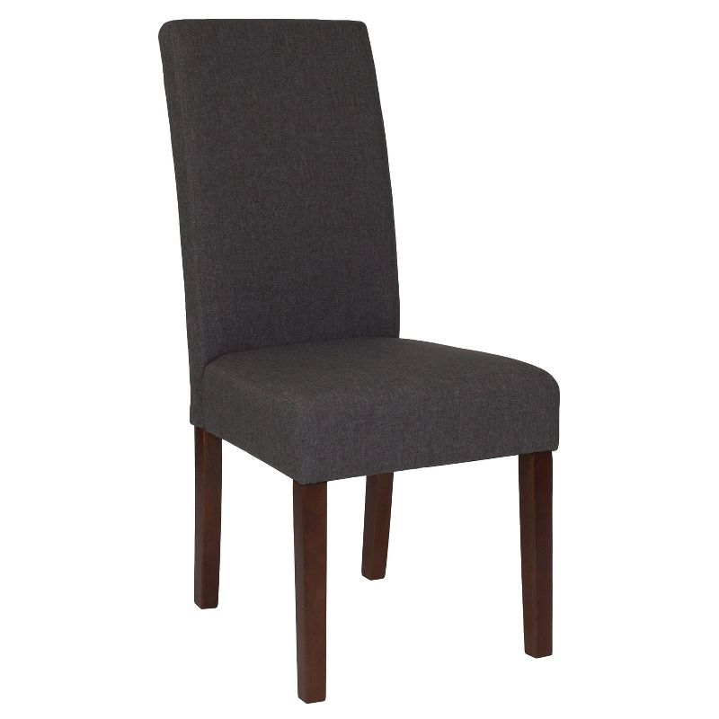 Flash Furniture Greenwich Series Gray Fabric Upholstered Panel Back Mid-Century Parsons Dining Chair