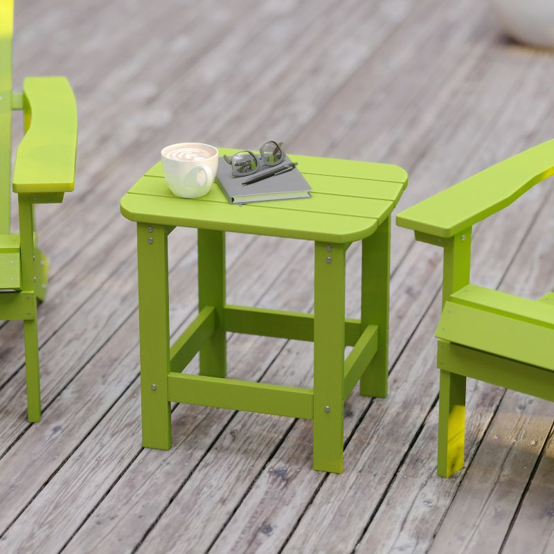 Flash Furniture Charlestown Tiered Commercial Poly Resin Adirondack Side Table - Lime Green - All-Weather - Indoor/Outdoor