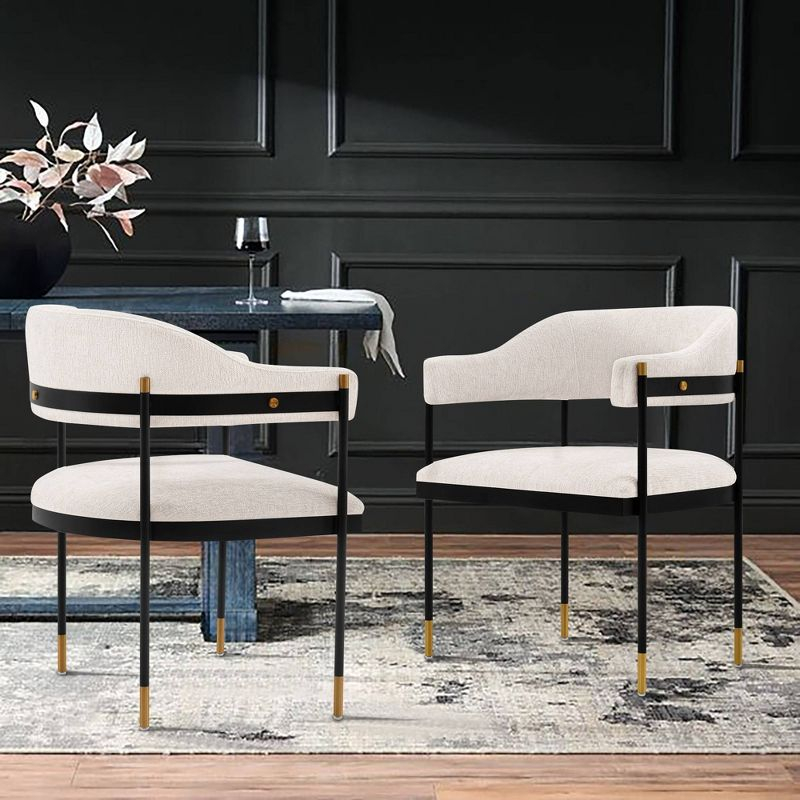 Lia Modern Boucle Upholstered Dining Armchair Cream - Manhattan Comfort