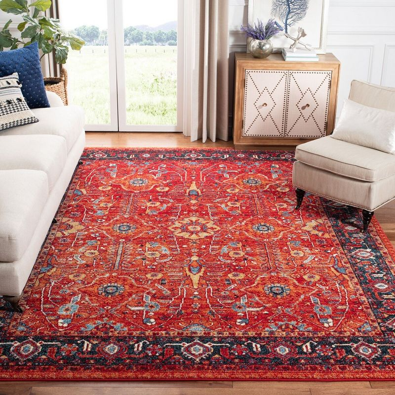 Vintage Hamadan VTH220 Power Loomed Indoor Area Rug - Orange/Navy - 8'x10' - Safavieh