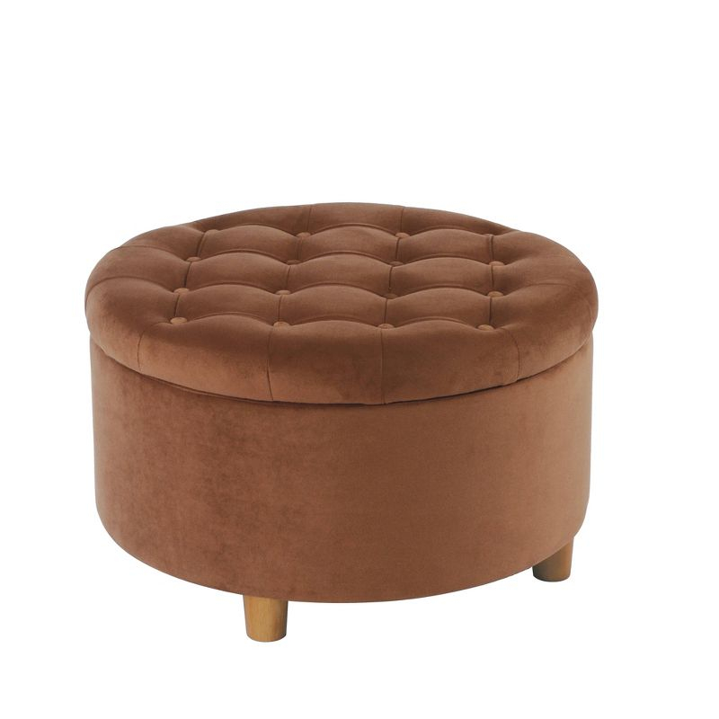 Tufted Round Storage Ottoman Spice Velvet - HomePop