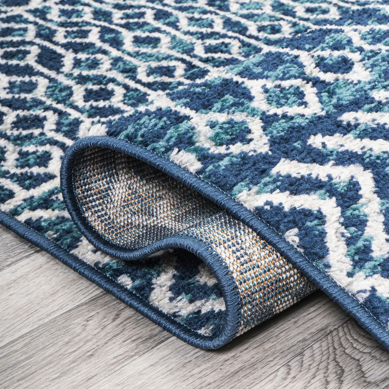 5' x 8' Arta Moroccan Vintage Geometric Rug Area Rug, Navy/Cream - JONATHAN Y