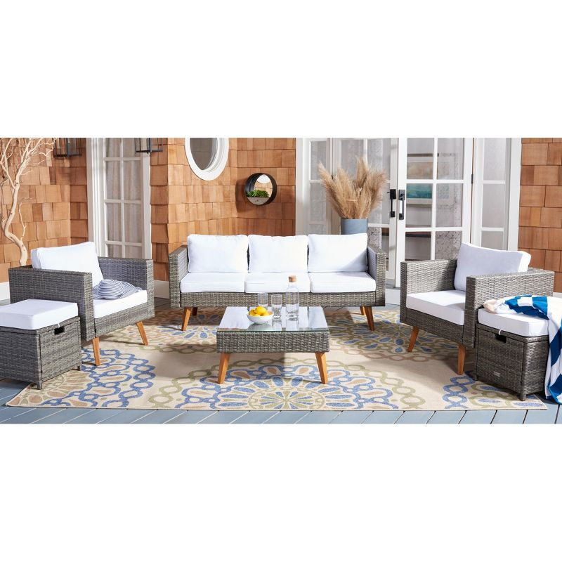 Presla 6 Pc Living Set - Indoor/Outdoor - PAT7715 - Grey Brown/White - Safavieh