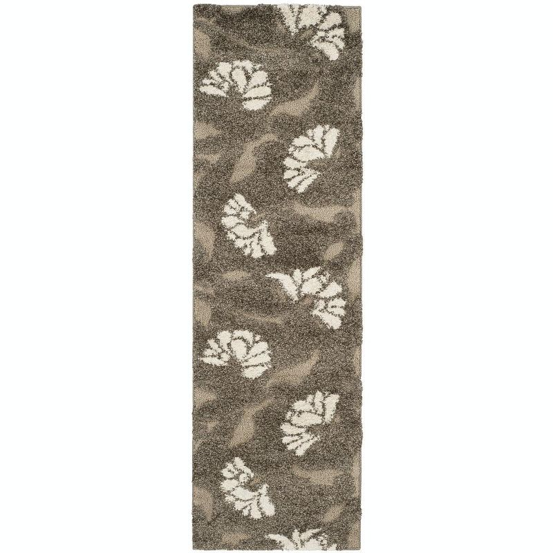 Florida Shag SG459 Power Loomed Indoor Runner Rug - Smoke/Beige - 2'3"x8' - Safavieh