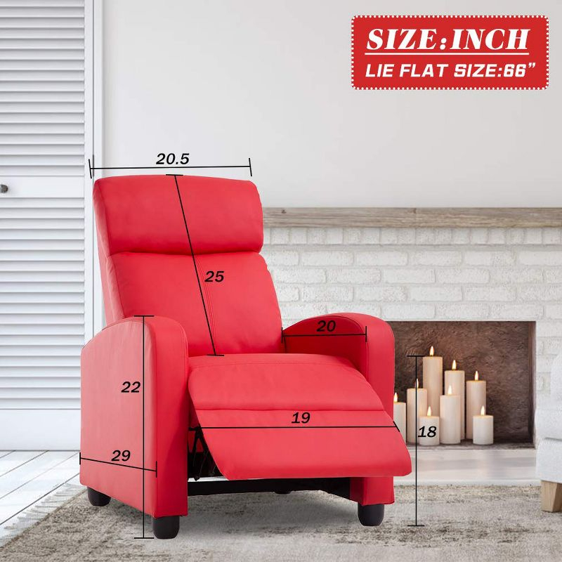 FDW Wingback Recliner Chair Leather Single Modern Sofa Home Theater Seating for Living Room,Red