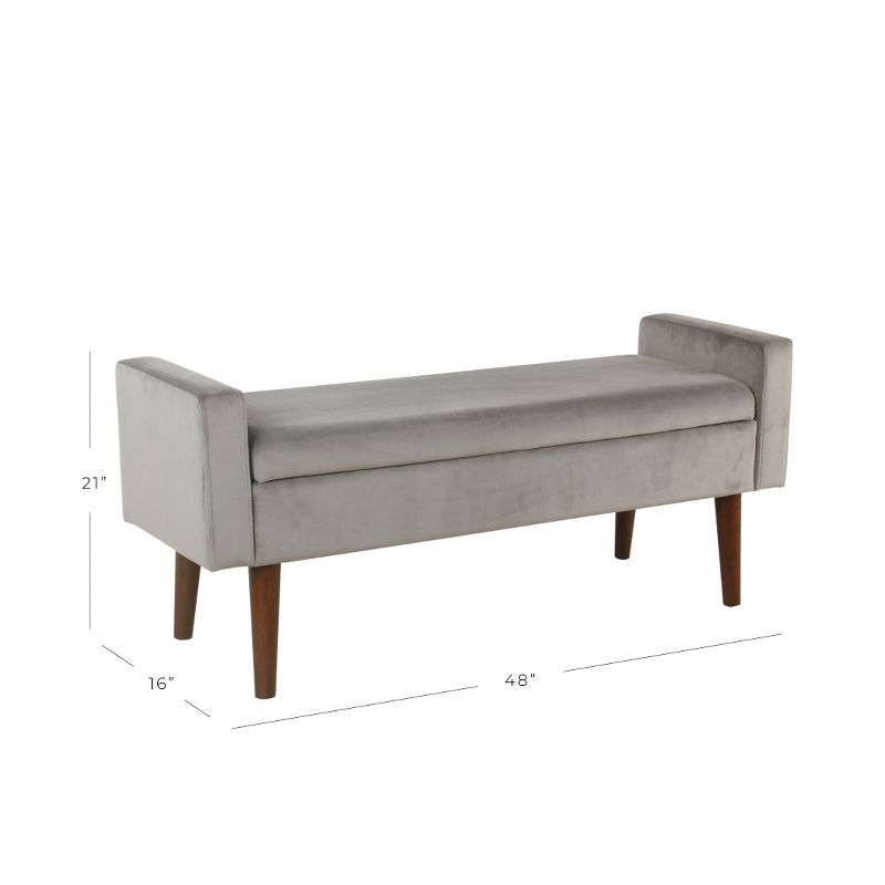 Fulton Velvet Storage Bench Gray - HomePop: Upholstered Ottoman, Entryway Seating with Plywood Frame