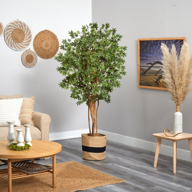 Nearly Natural 6-ft Japanese Maple Artificial Tree in Handmade Natural Cotton Planter