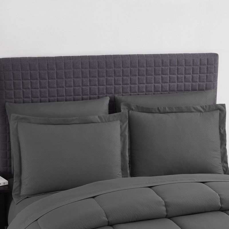 8 Piece Embossed Checkered Bed In A Bag All Season Complete Set - Sweet Home Collection®