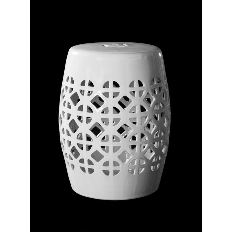 Circle Lattice Garden Stool - Indoor/Outdoor - ACS4508 - White - Safavieh
