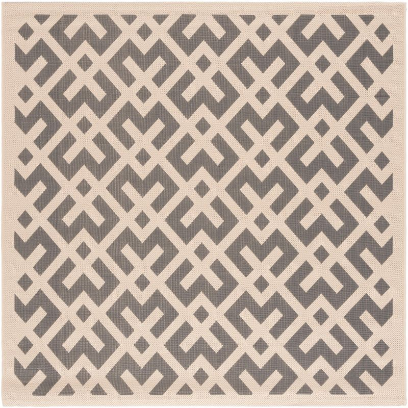 Courtyard CY6915 Power Loomed Indoor and Outdoor Area Rug - Grey/Bone - 5'3"x5'3" - Safavieh