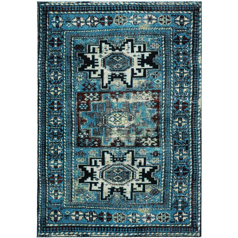 Vintage Hamadan VTH213 Power Loomed Area Rug - Light Blue/Black - 6'7"x9' - Safavieh.