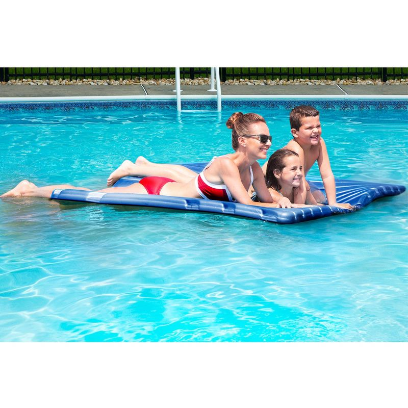 Big Joe Aquaria Roll Up Padded Soft Ripple Wave Floating Water Lounge Raft with Aqua Cell Foam Full Body Support for Swimming Pools, Blue