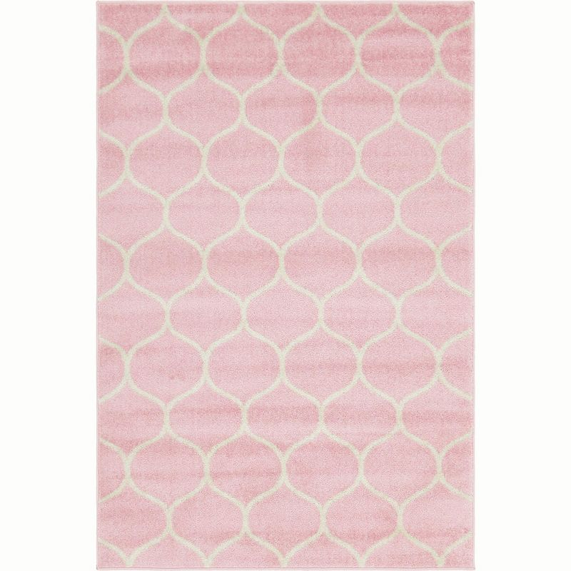 Unique Loom 4' 0 x 6' 0 Trellis Frieze Rounded Light Pink Area Rug