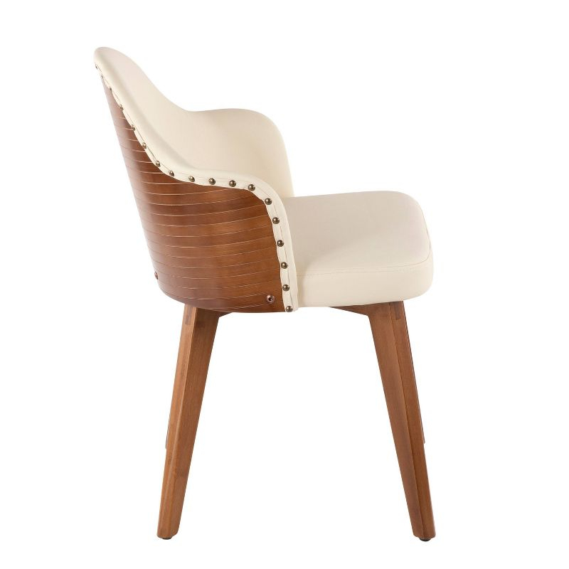 Ahoy Dining Chair Walnut/Cream/Brass - LumiSource: Faux Leather Upholstery, Mid-Century Modern Design, Nailhead Trim