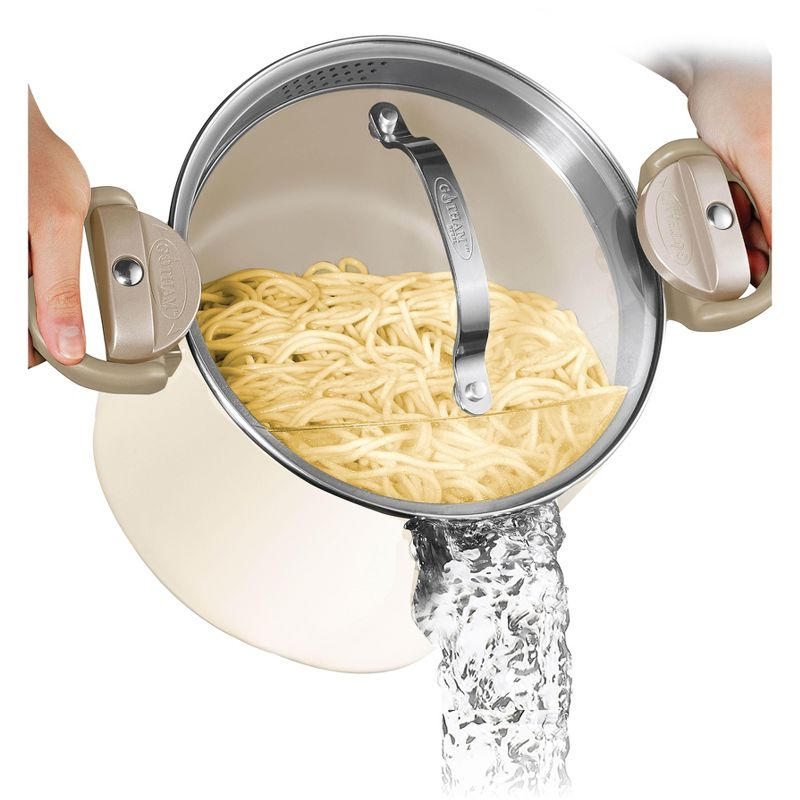 Gotham Steel Cream Ultra Nonstick Ceramic 8 Qt Pasta Pot with Strainer and Twist & Lock Handles