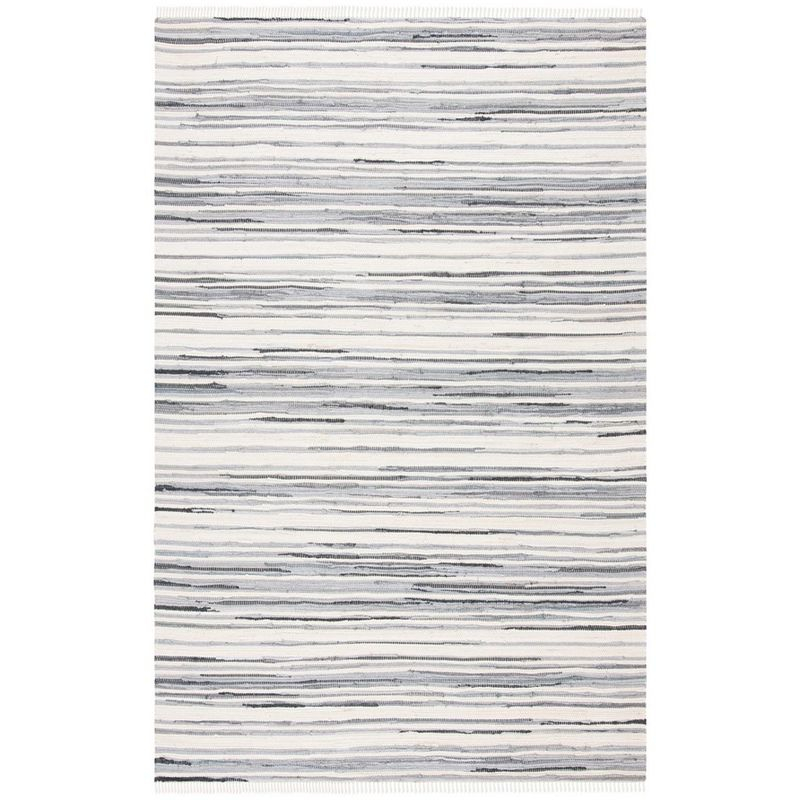 Rag Rug RAR126 Hand Woven Indoor Area Rug - 5'x8' - Ivory/Grey - Safavieh