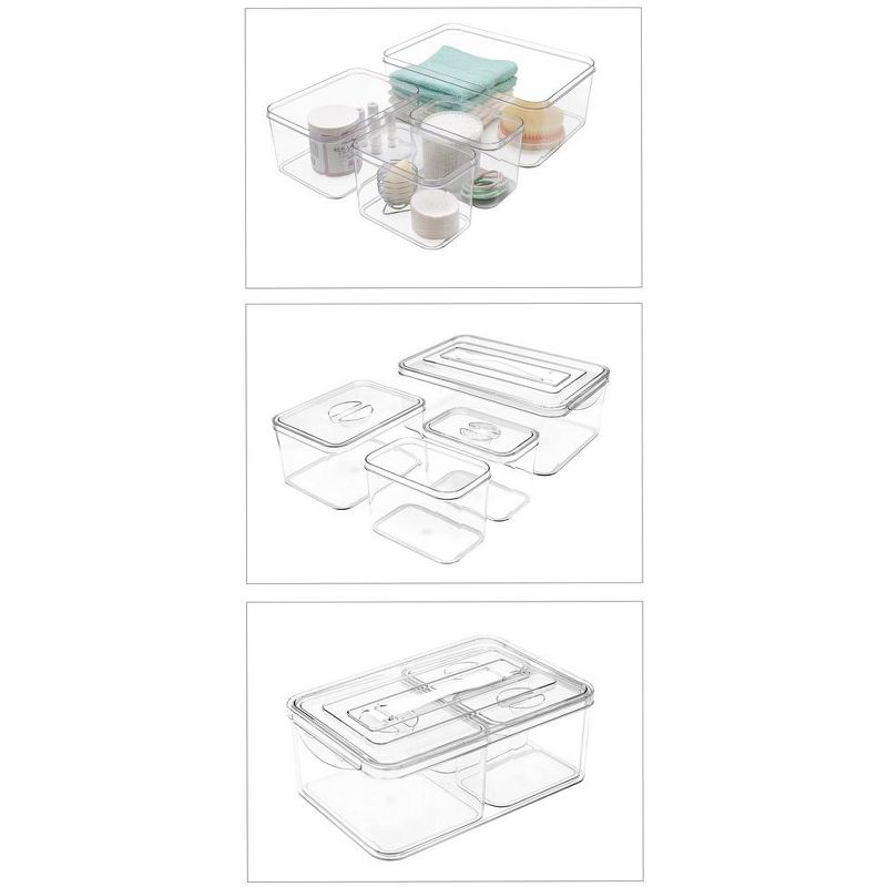 Sorbus 4 Pack Clear Stackable Storage Bins with Lids - Nest for space saving. Perfect for bedroom, bath & more