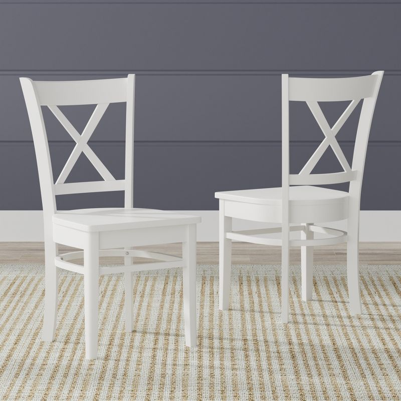Glenwillow Home Cross Back Solid Wood Dining Chairs in White (Set of 2)