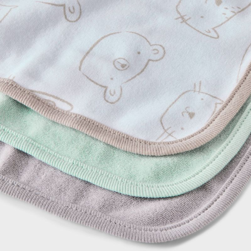 Baby 6pk Washcloth Set - Cloud Island™ Gray: Extra Lightweight Cotton-Polyester Blend, Animal Icon Pattern, Machine Washable