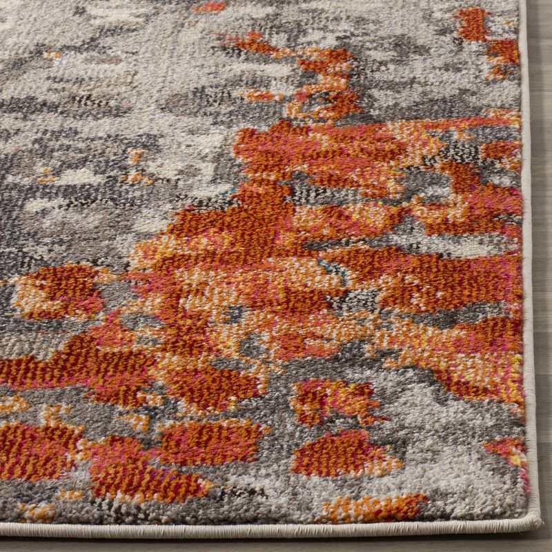 Monaco MNC225 Power Loomed Indoor Accent Rug - Grey/Orange - 2'2"x4' - Safavieh