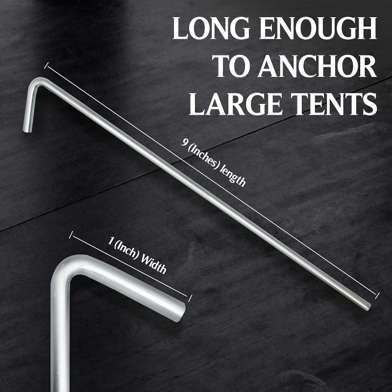 Tent Stakes Heavy Duty Metal, Galvanized Rust-Free Yard Stakes, Garden Edging Fence Hook | Tent Stakes Metal for Outdoor Camping, Tent Pegs