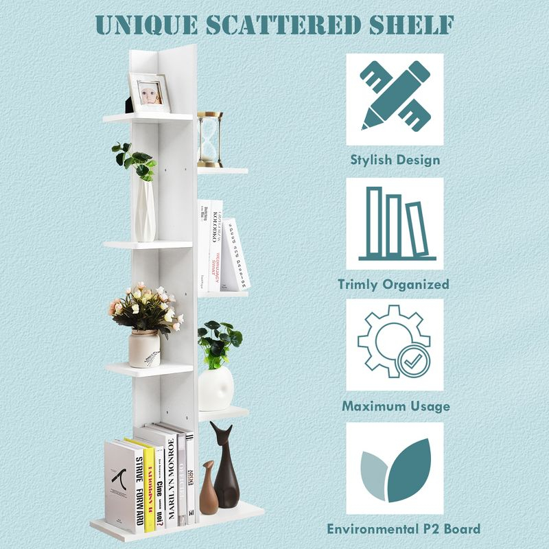 Costway Open Concept Bookshelf Plant Display Shelf Rack Storage Holder Wooden White