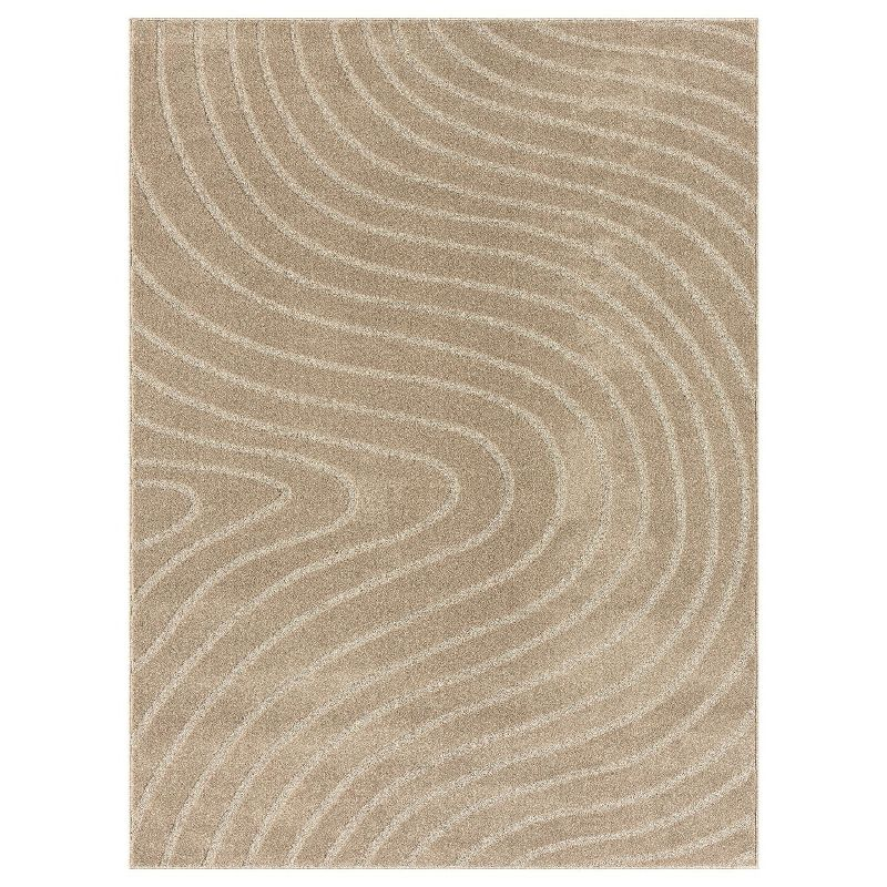 Luxe Weavers Modern Geometric Wave Beige 6x9 Area Rug