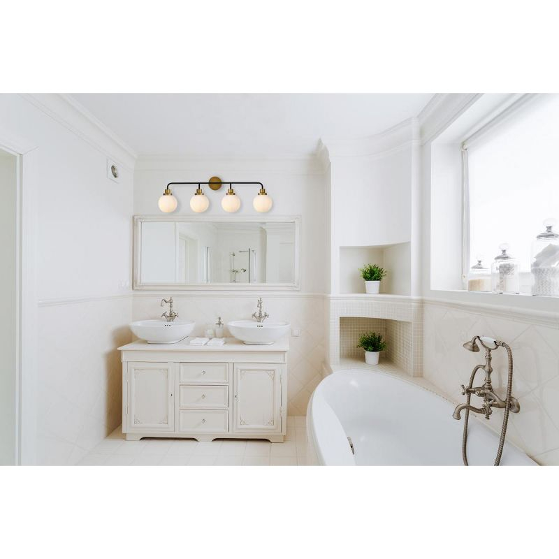 Elegant Lighting Hanson 4 lights bath sconce in black with brass with frosted shade