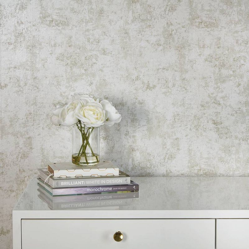 Tempaper & Co. Distressed Gold Removable Peel and Stick Wallpaper, Pearl Leaf, 28 sq ft