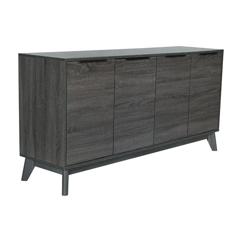 Flash Furniture 60" Buffet Cabinet with 4 Soft Close Doors and Adjustable Shelves - Black Wash
