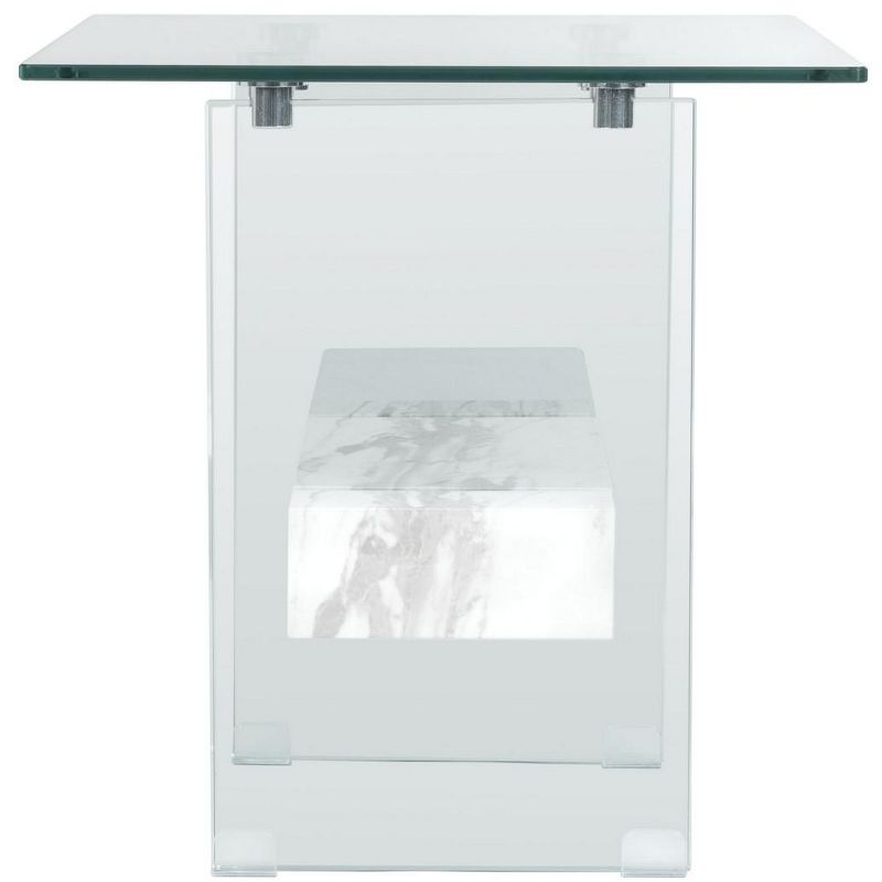 Kayley Accent Table - Glass/Faux White Marble Shelf - Safavieh.